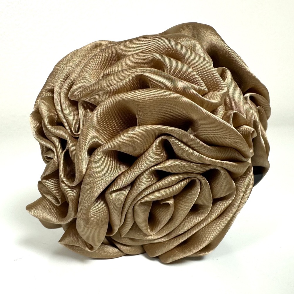 Big Rosette Flower Hair Clip in Tan